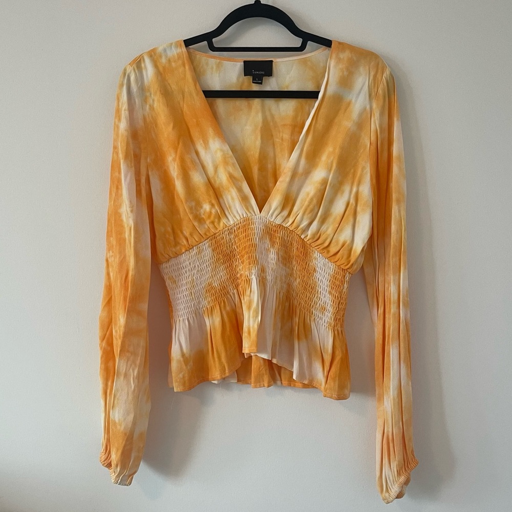 Orange and White Tie Dye Blouse